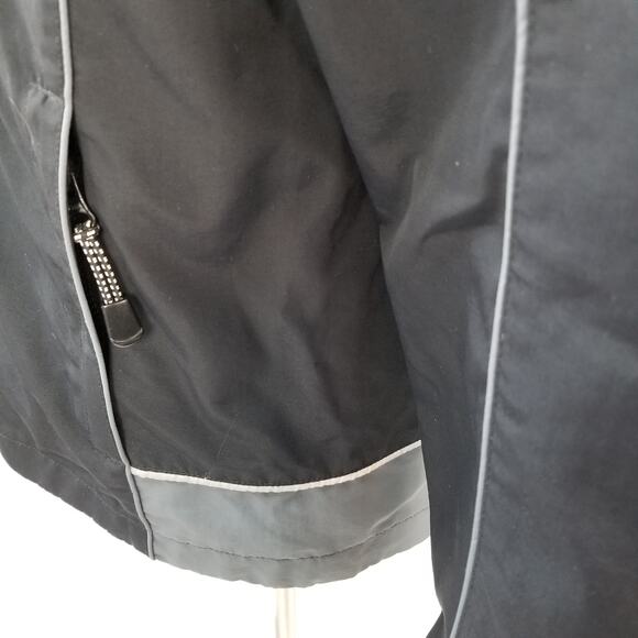 Woolrich Black Gray Zip Up Coat Jacket Lined Pockets Excellent Size M - Picture 4 of 8